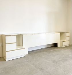 1970s Post Modern Headboard With Built In Side Tables