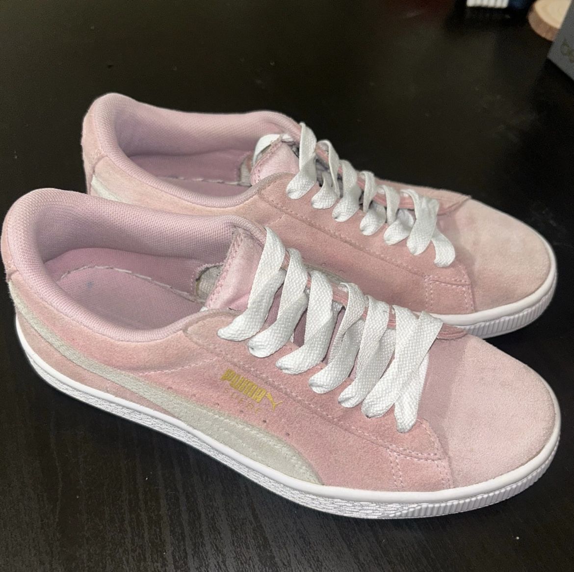 Pink Suede Pumas 5C/ 6.5 Women's