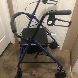 Foldable Rollator Walker With Seat And Wheels