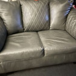 Faux Leather Diamond Stitched Couch 
