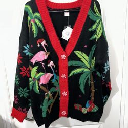 Brand New Women’s Size X-Large Flamingo Christmas Cardigan $30