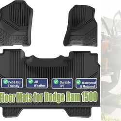 Floor Mats for 2019-2024 Dodge Ram 1500 Crew Cab (DT New Body) - Custom Fit TPE All Weather Floor Liners 1st & 2nd Row Full Set | Fits Laramie/Bighorn