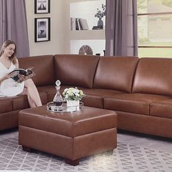 COSTCO top Grain Genuine Leather Sectional Couch 