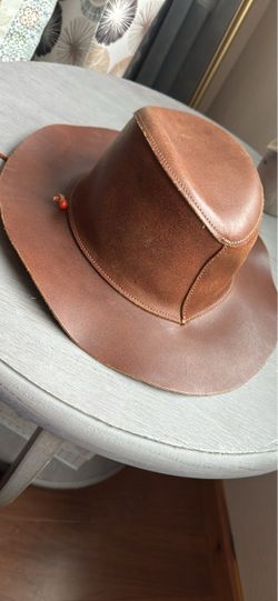 Vintage Brown Leather Outback Hat