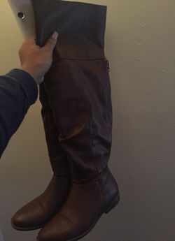 Brown knee high boots