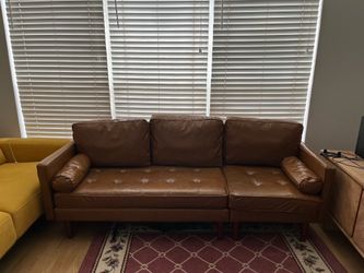 Brown Faux Leather Sofa