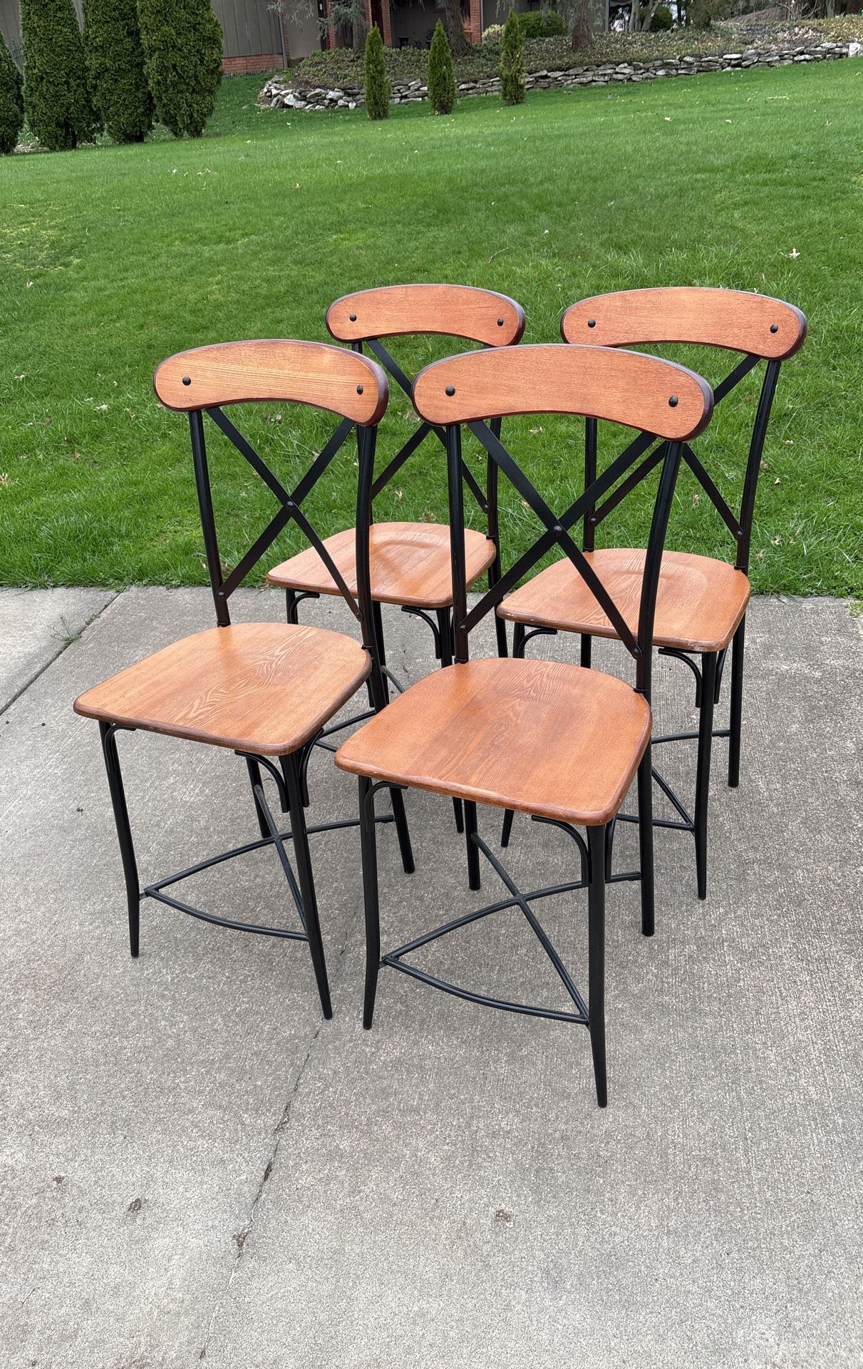 4 Oak Bar Stool Chairs