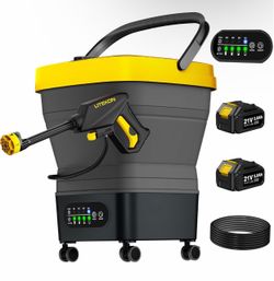 Portable Cordless Washer, 2x5.0Ah Battery, 4 Adjustable Model with 4.5Gal Tank 10FT Hose, 6-in-1 Nozzle for Car Washer,Patio,Camping