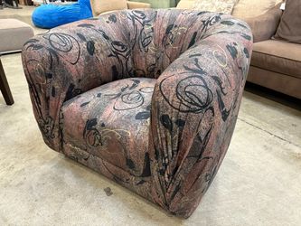 BEVERLY INTERIORS Vintage Berry and Black Abstract Pleated Club Chair