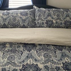 Tommy Bahama King Duvet Cover Set, Cotton Bedding With Matching Shams - $55 