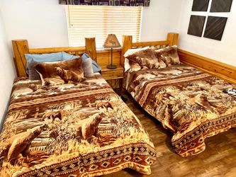 Full Size Rustic Log Headboard and Bed Frame -  2 sets