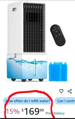 4-IN-1 Windowless Air Conditioner Portable w/3.2-Gal Tank for 30H Cooling, 4 Speeds &4 Modes, Waterless Alert System Swamp Cooler, LED Touch & Remote,