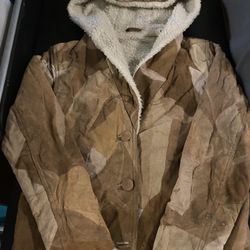 Vintage Leather/Suede Patchwork Button-up Sherpa - LG