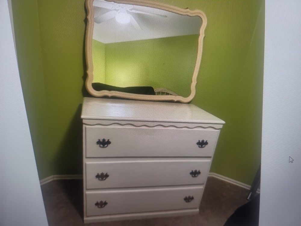 White Dresser And Mirror