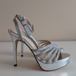 Nina New York Silver Strappy High Heel Sandal - Size 6M