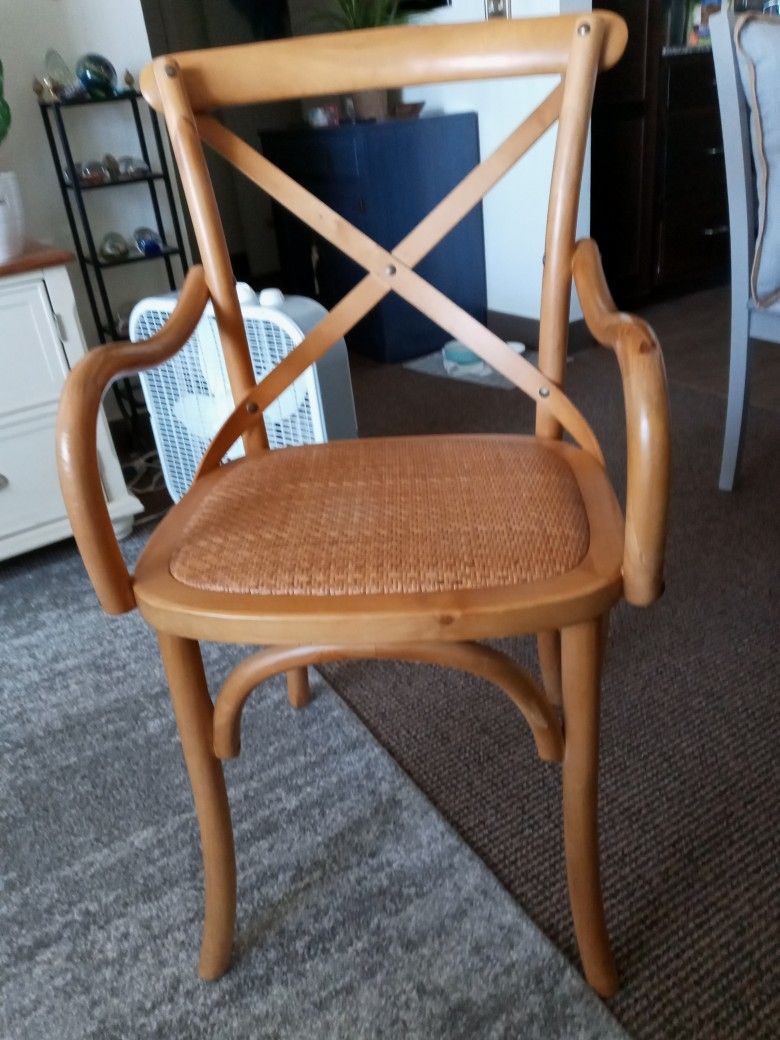 Solid Wood Chair With Cane Seat.