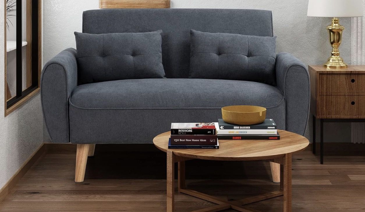 Small Couch Sofa Mid-cen Fabric 