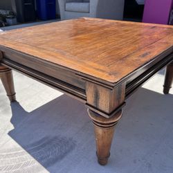 Bassett Rustic Hardwood Coffee Table w/ Drawer — 41” Square