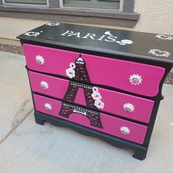 Hand painted Paris theme dresser