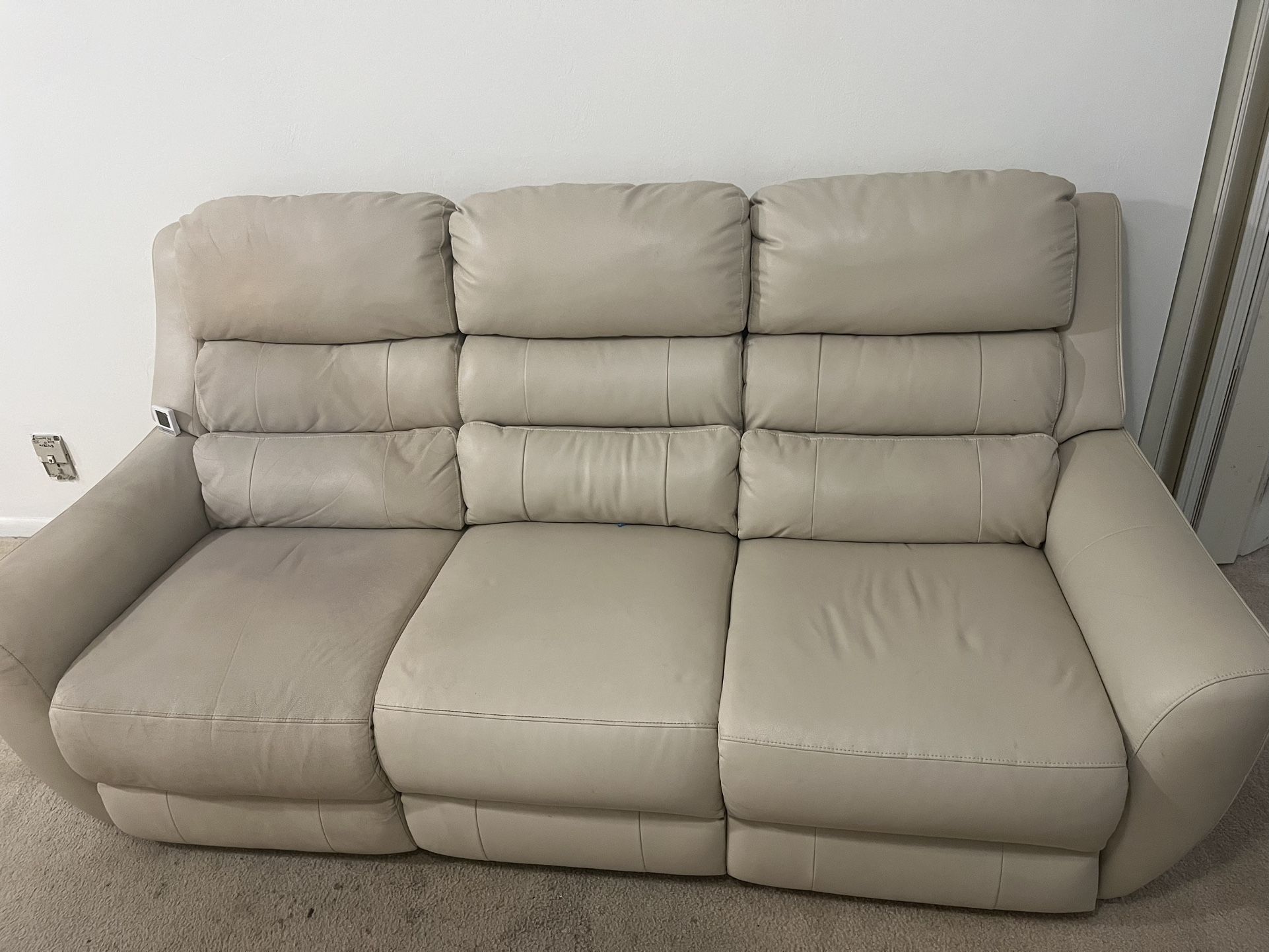 Powered recliner cream couch