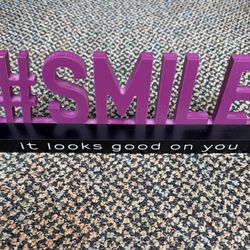 #SMILE it looks good on you  home decor desk/dresser/counter purple and black wooden sign
