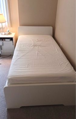 Like New Ikea White Twin Bed with Memory Foam Mattress! Free Delivery