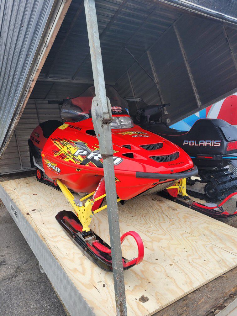 2 Snowmobiles With Trailer