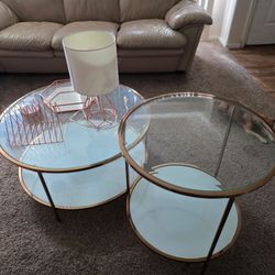 Living room table set - Rose Gold Metal and Glass