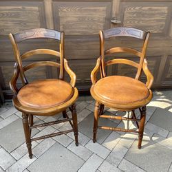 Antique Wood Chairs- Unique Craved Wood Design - Set Of 2