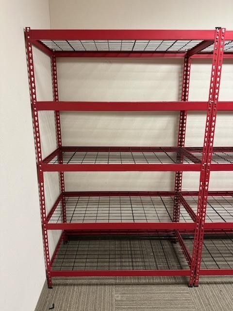 Husky 5-tier heavy duty boltless steel storage shelving unit - red