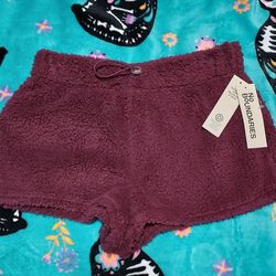 No Boundaries Burgundy Fuzzy Shorts 💜