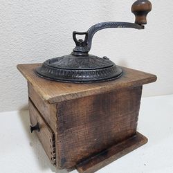 Antique vintage Imperial Arcade Mfg Co. Coffee Grinder Cast Iron Wood