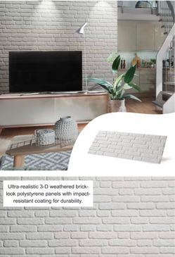 New WALL!SUPPLY 0.79 in. x 19.69 in. x 47.24 in. UltraLight Faux Brick White HD Printed Jointless Common Plank (4-Pack)  3 boxes of 4 planks each.   1