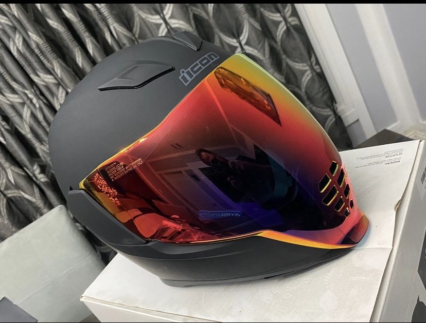 ICON Airflite Matte Black Full-Face Helmet w/ Dropdown Face Shield Size L