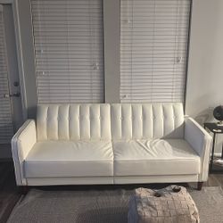 White Leather Couch 82 Inches 