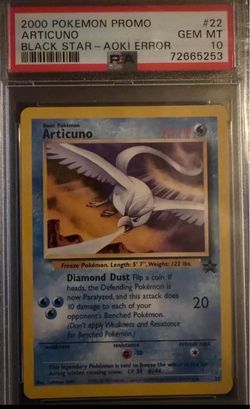 2000 Pokémon Articuno #22 Black Star Promo — Aoki Error — PSA 10 GEM MINT