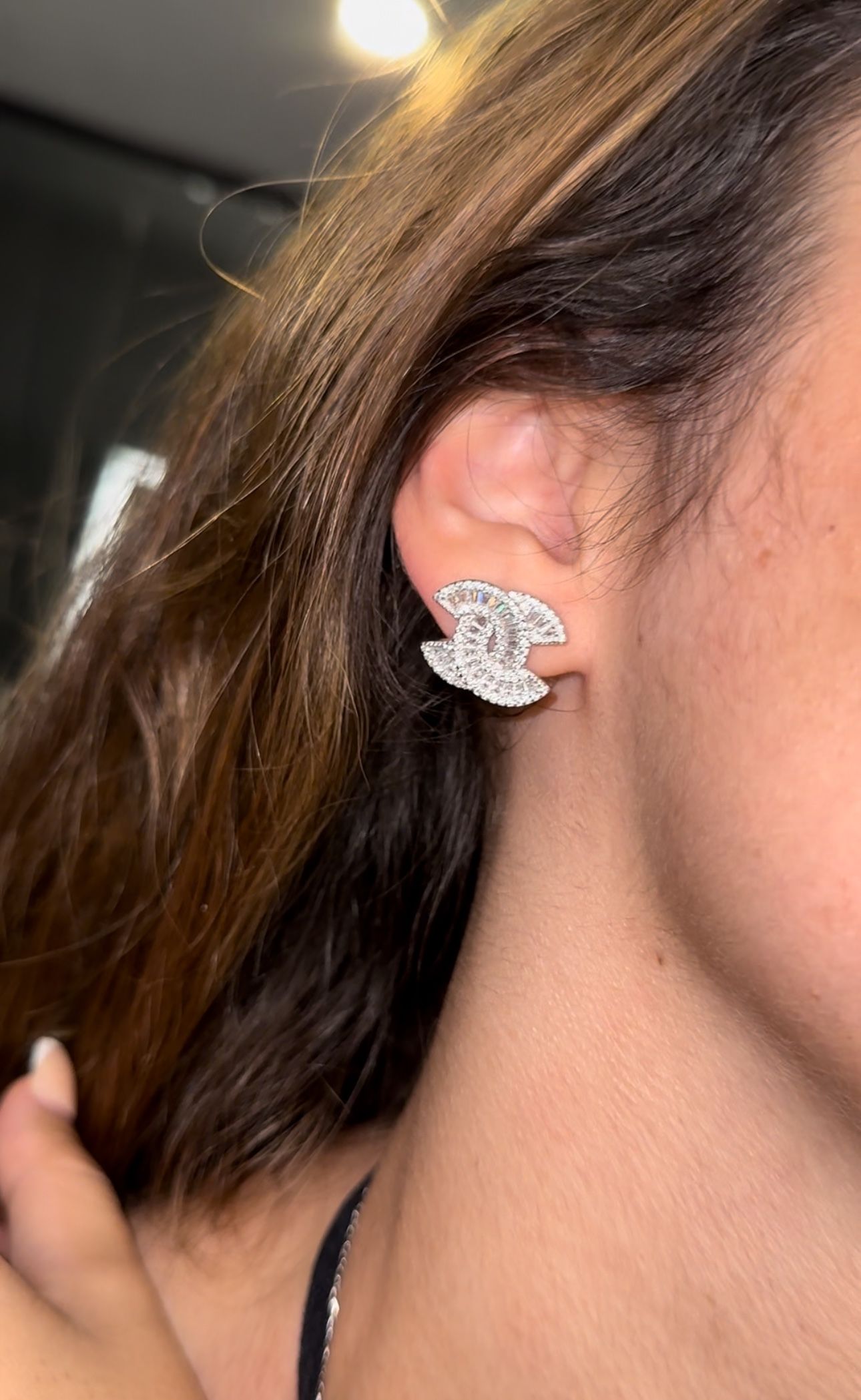 Luxury Earrings CC 925 Sterling Silver Designer Round Trendy Classy Elegant Party Event Prom