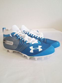 Under Armour Spotlight MC Football Cleats Blue White Chrome