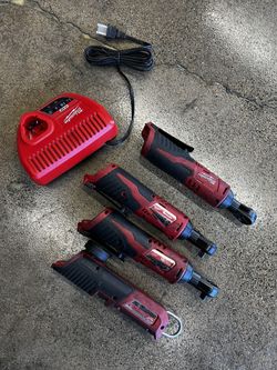 3/8 MILWAUKEE ELECTRIC RATCHET, CHARGER, LIGHT