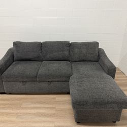 Coddle Aria Fabric Sleeper Sofa with Reversible Chaise and Storage, Gray-Delivery Available 