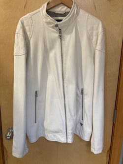 Guess XXL white faux leather moto jacket NEVER WORN