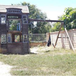 Kids Playhouse Swing Set Playground 