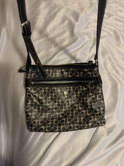 90s Coach Logo Crossbody Bag Vintage gray and black