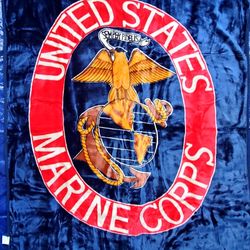 Vintage United States Marine Corp Korean Mink Blanket. USMC.  King VIP. 