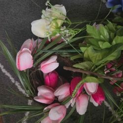 2 Pink Rose Candle Wreaths