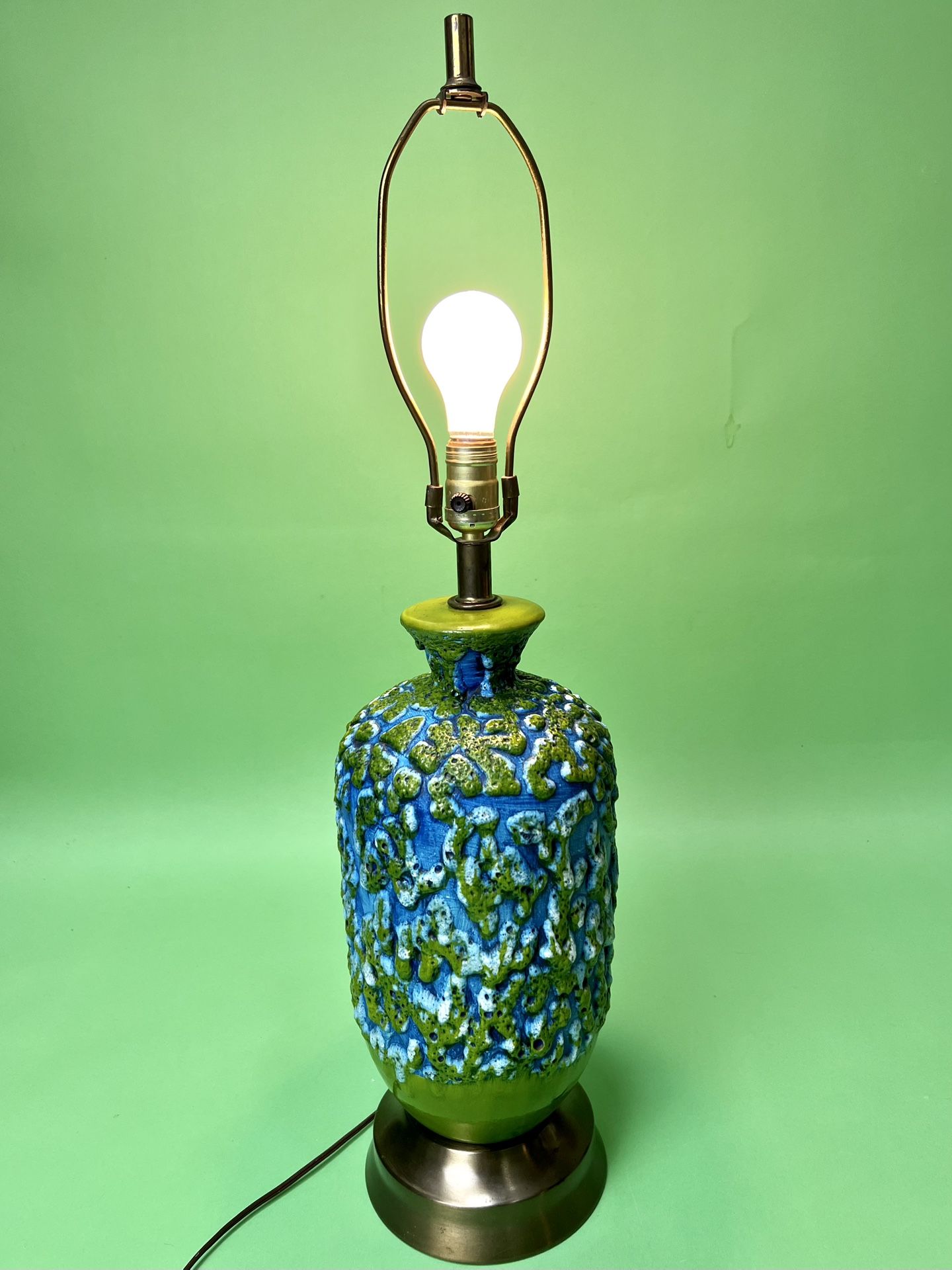 Vintage Mid Century Fat Lava Pottery Lamp