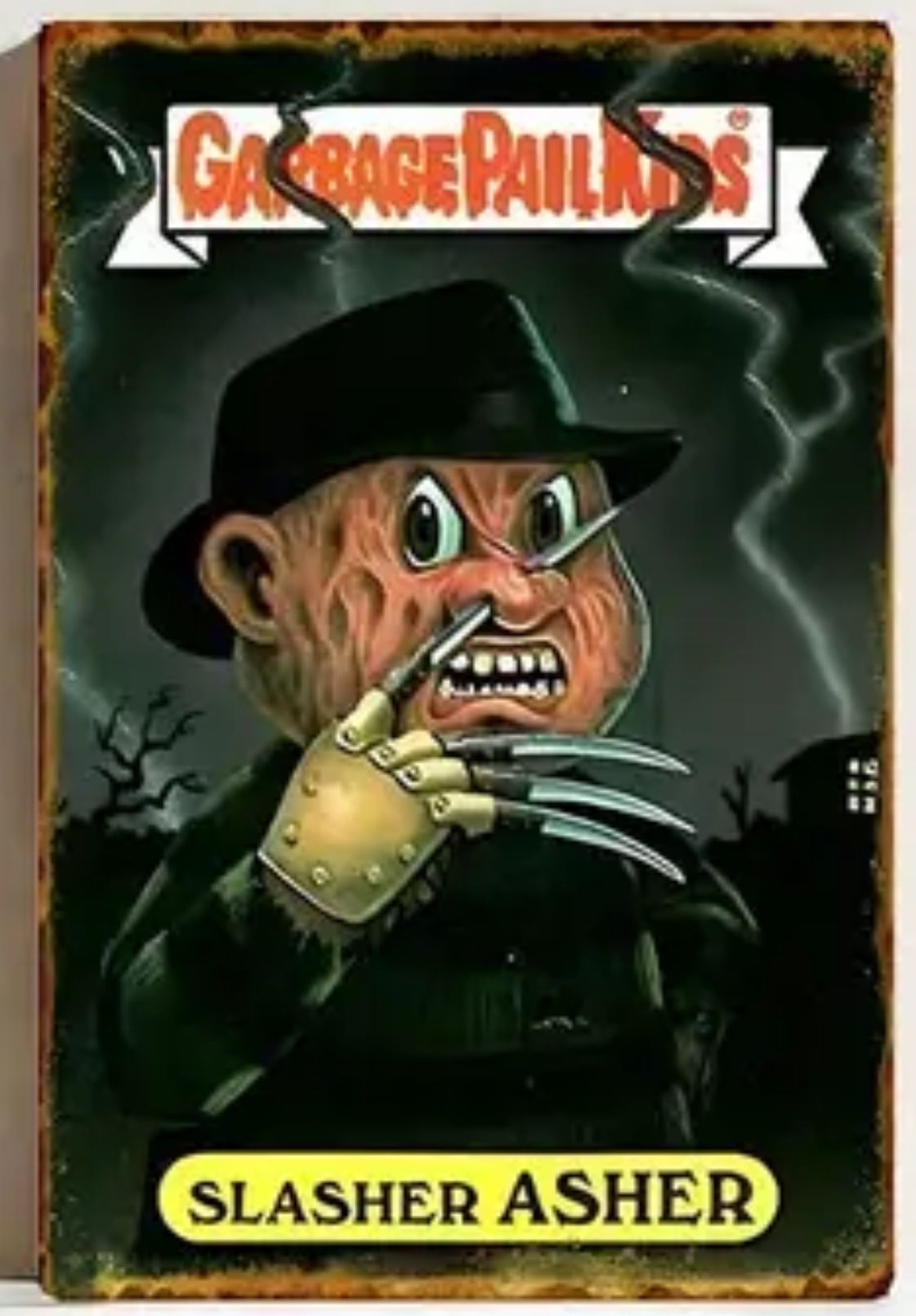 Garbage Pail Kids “Slasher Asher” Metal Tin Sign 8”x12”