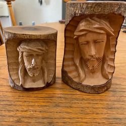 Jesus Wood Carvings Biggest 6”Tall & 4” Tall