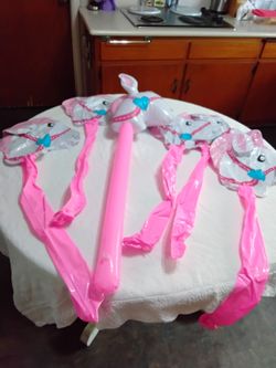 Inflatable Pink Unicorn Stick Toys – Set of 6.  Used Once