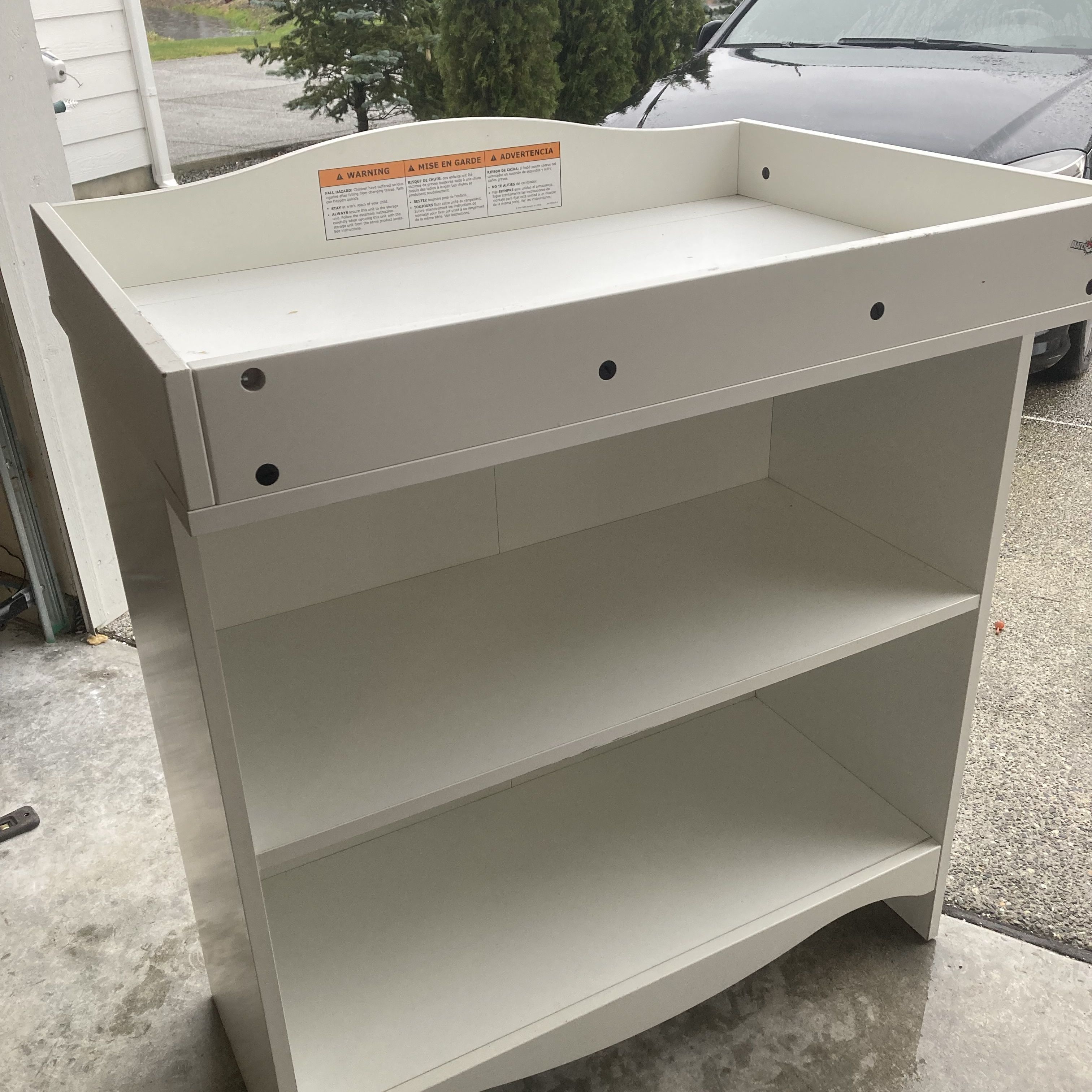 White Baby Changing Table with Storage Shelves